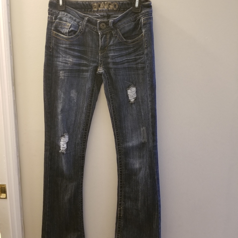 Blue bootleg jeans
